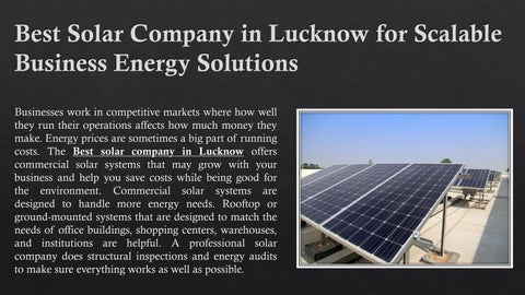 Best Solar Company in Lucknow for Scalable Business Energy Solutions