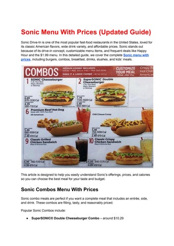Sonic Menu With Prices (Updated Guide)