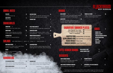 Durham Blackwood Menu 2026