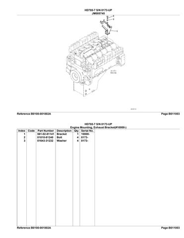 Parts Manual - Komatsu HD785-7 (JPN) DUMP TRUCK Sn 8173-UP