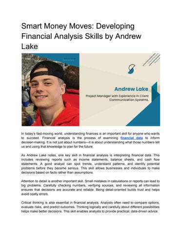 Smart Money Moves_ Developing Financial Analysis Skills by Andrew Lake