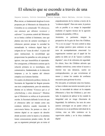 El silencio que se esconde a travéz de una pantalla.