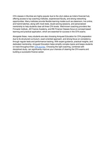 CFA Classes in mumbai