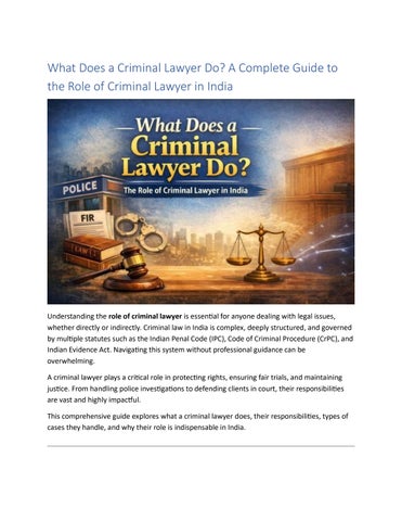Role of Criminal Lawyer in India – Complete Legal Guide PDF
