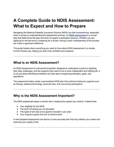 NDIS Assessment
