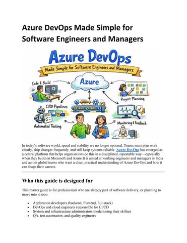 Azure DevOps Made Simple for Software Engineers and Managers