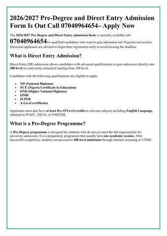 Havilla University, Nde-Ikom,2026/2027 Admission Form is Ongoing. Call DR. MRS. FAITH O7040964654.. 