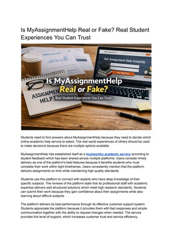 Is MyAssignmentHelp Real or Fake? Real Student Experiences You Can Trust
