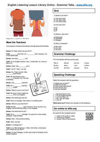 ELLLO Grammar Conversations - Level 1