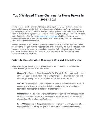 Top 5 Whipped Cream Chargers for Home Bakers in 2026
