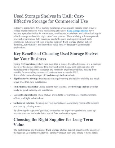 Used Storage Shelves in UAE
