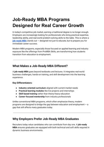 Job-Ready MBA Programs Designed for Real Career Growth