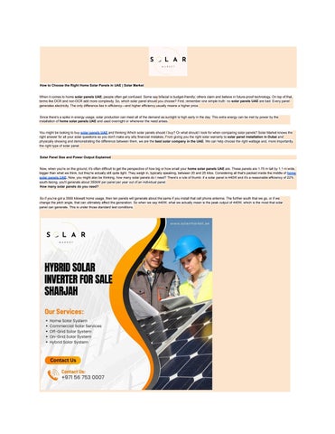 How to Choose the Right Home Solar Panels in UAE _ Solar Market 