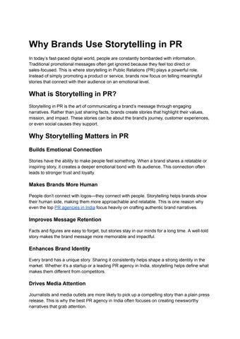 Why Brands use Storytelling in PR