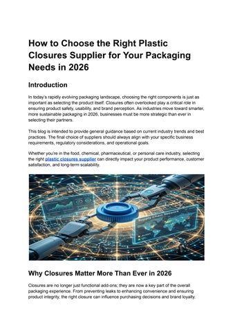 How to Choose the Right Plastic Closures Supplier