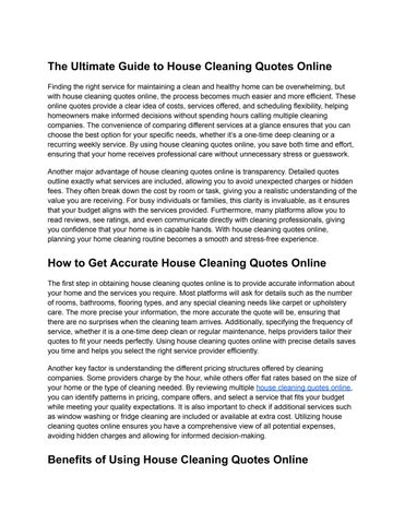 house cleaning quotes online