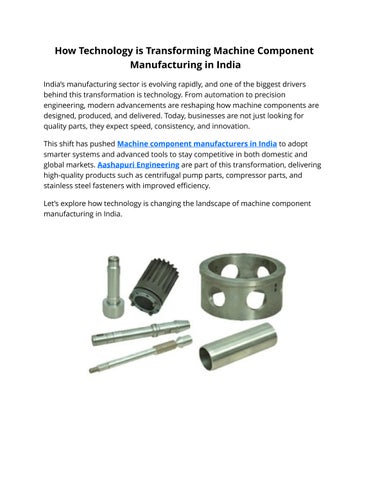 How Technology is Transforming Machine Component Manufacturing in India
