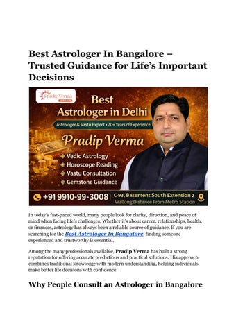 Best Astrologer In Bangalore 