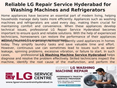 Reliable LG Repair Service Hyderabad for Washing Machines and Refrigerators