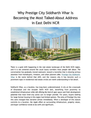 Prestige Siddharth Vihar