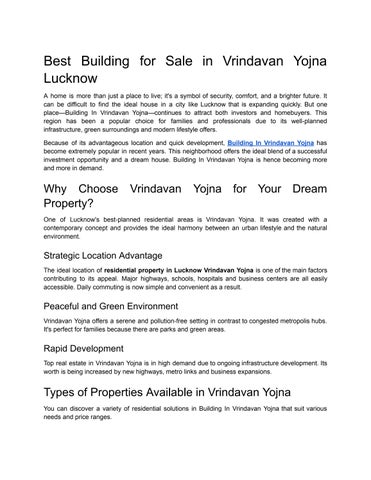 Best Building for Sale in Vrindavan Yojna Lucknow