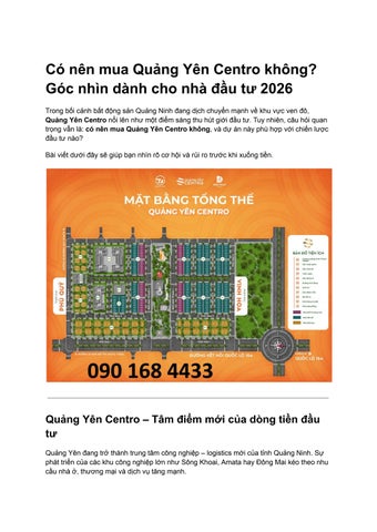 Có nên mua Quảng Yên Centro không - 0901684433