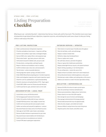 Listing Preparation Checklist - The AGNT Group