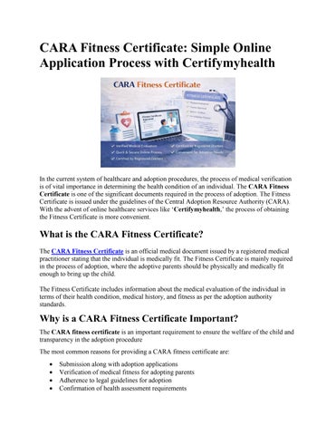 CARA Fitness Certificate