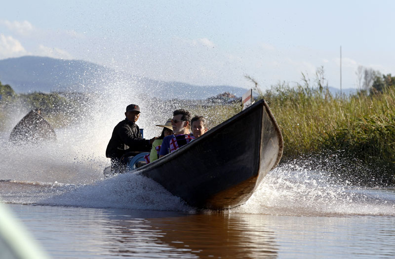Tourists being transported across Inle Lake, Nyaungshwe Township, Taunggyi, Shan State. Photo: Nyein Chan Naing/EPA